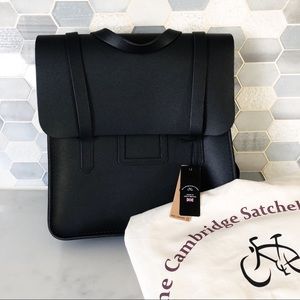 Folio Backpack in Saffiano Leather - Navy Saffiano